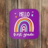 Hello First Grade Retro Rainbow Coaster thumb 0