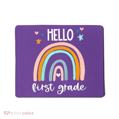 Hello First Grade Retro Rainbow Mousepad