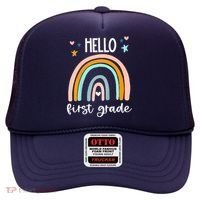 Hello First Grade Retro Rainbow Hat thumb 0