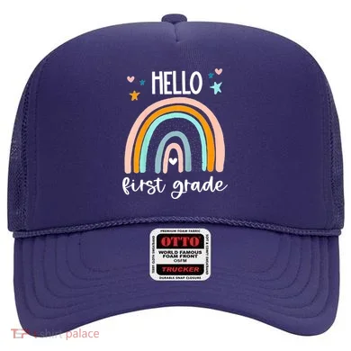 Hello First Grade Retro Rainbow Hat