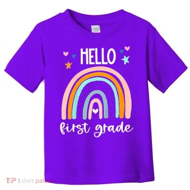 Hello First Grade Retro Rainbow Toddler T-Shirt