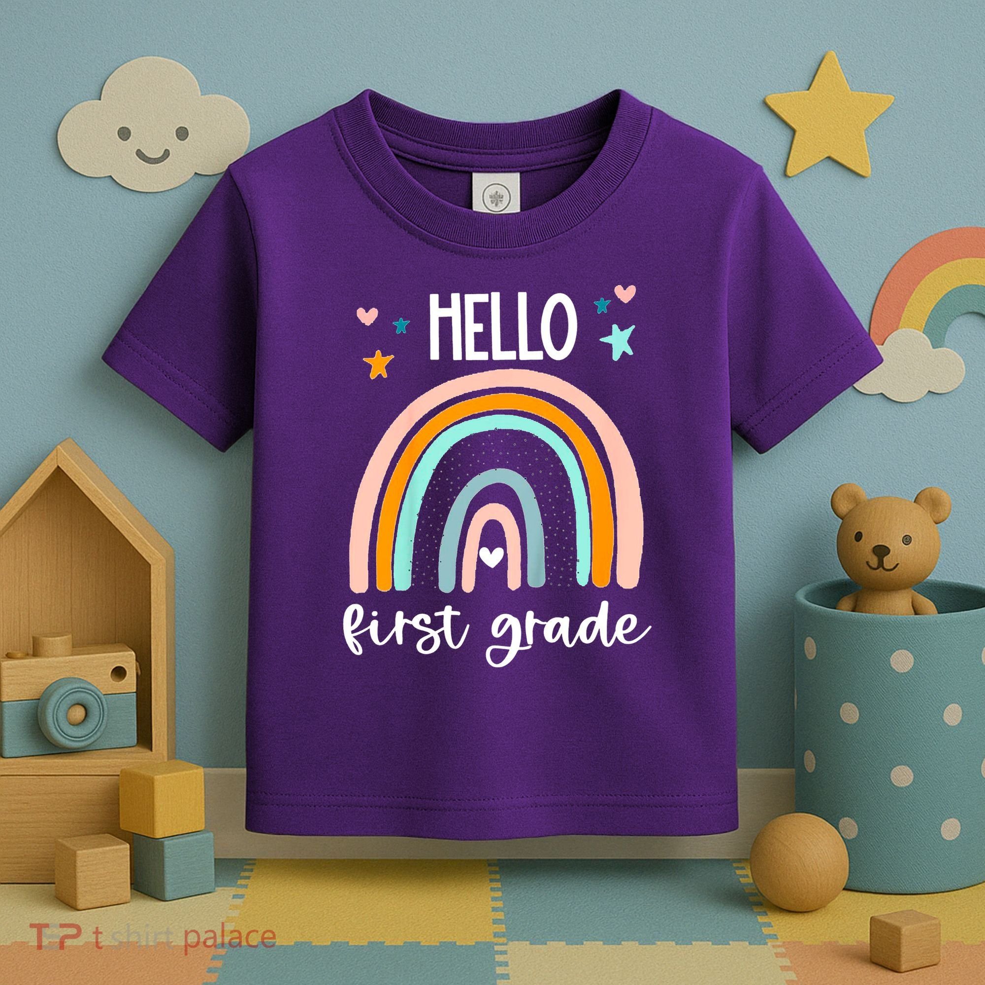 Hello First Grade Retro Rainbow Toddler T-Shirt