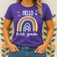 Hello First Grade Retro Rainbow Women's T-Shirt thumb 2