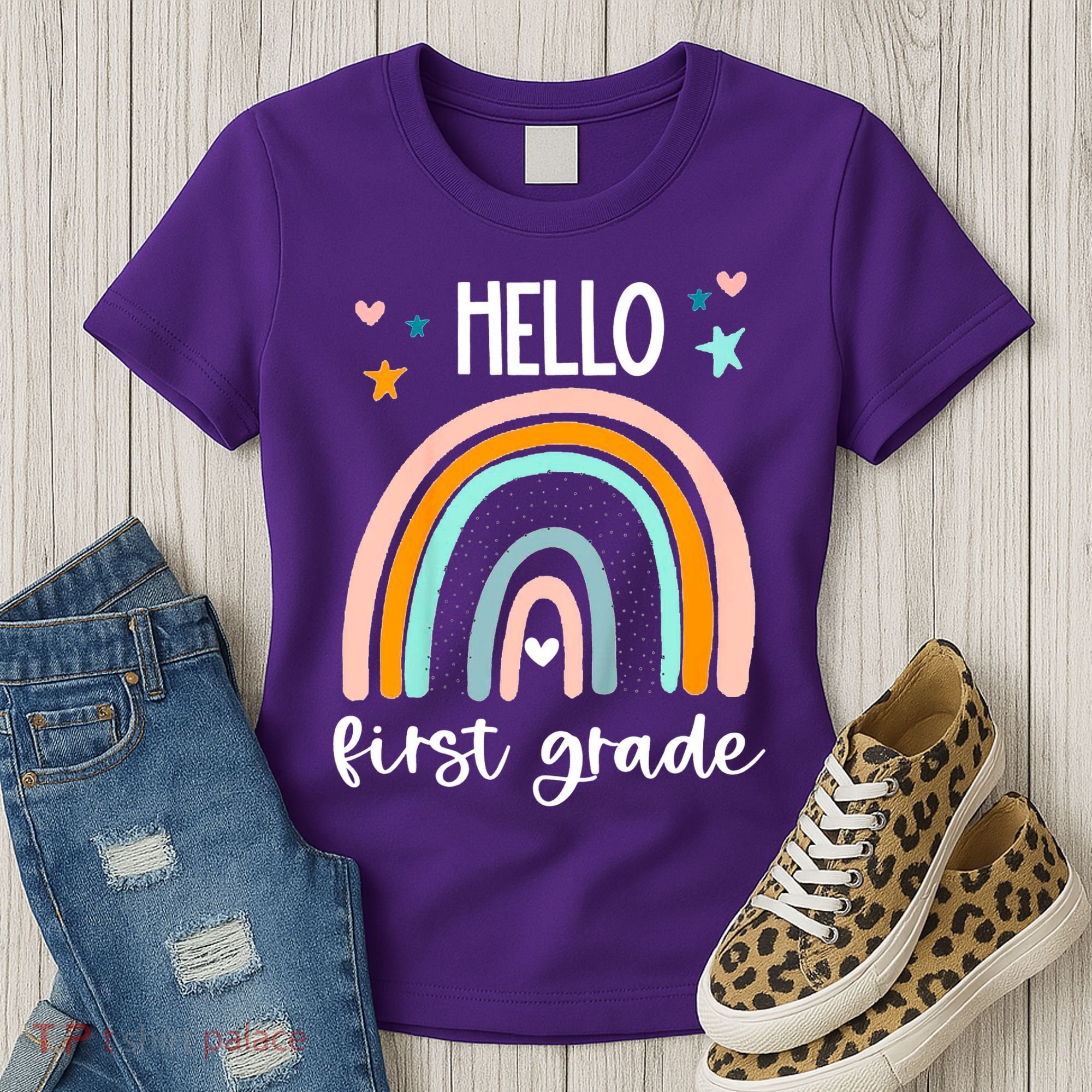 Hello First Grade Retro Rainbow Women's T-Shirt