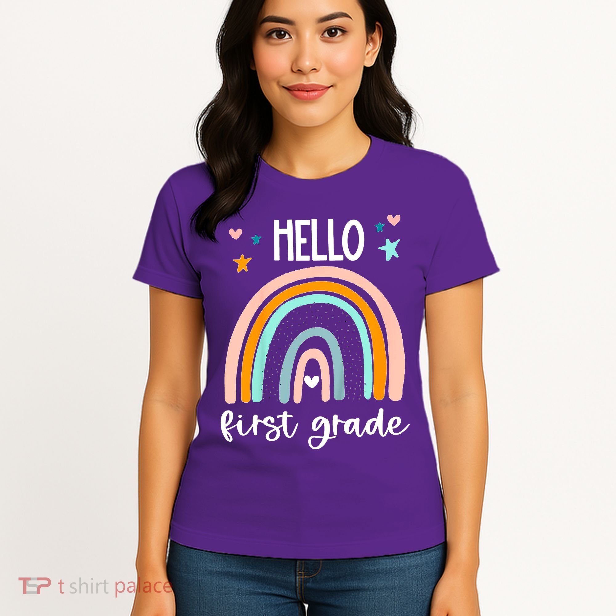 Hello First Grade Retro Rainbow Women's T-Shirt