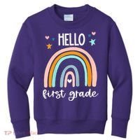 Hello First Grade Retro Rainbow Kids Sweatshirt thumb 0