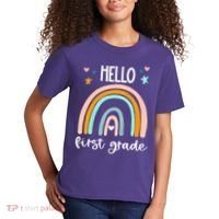 Hello First Grade Retro Rainbow Kids T-Shirt thumb 2
