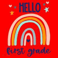 Hello First Grade Retro Rainbow Santa Hat thumb 1