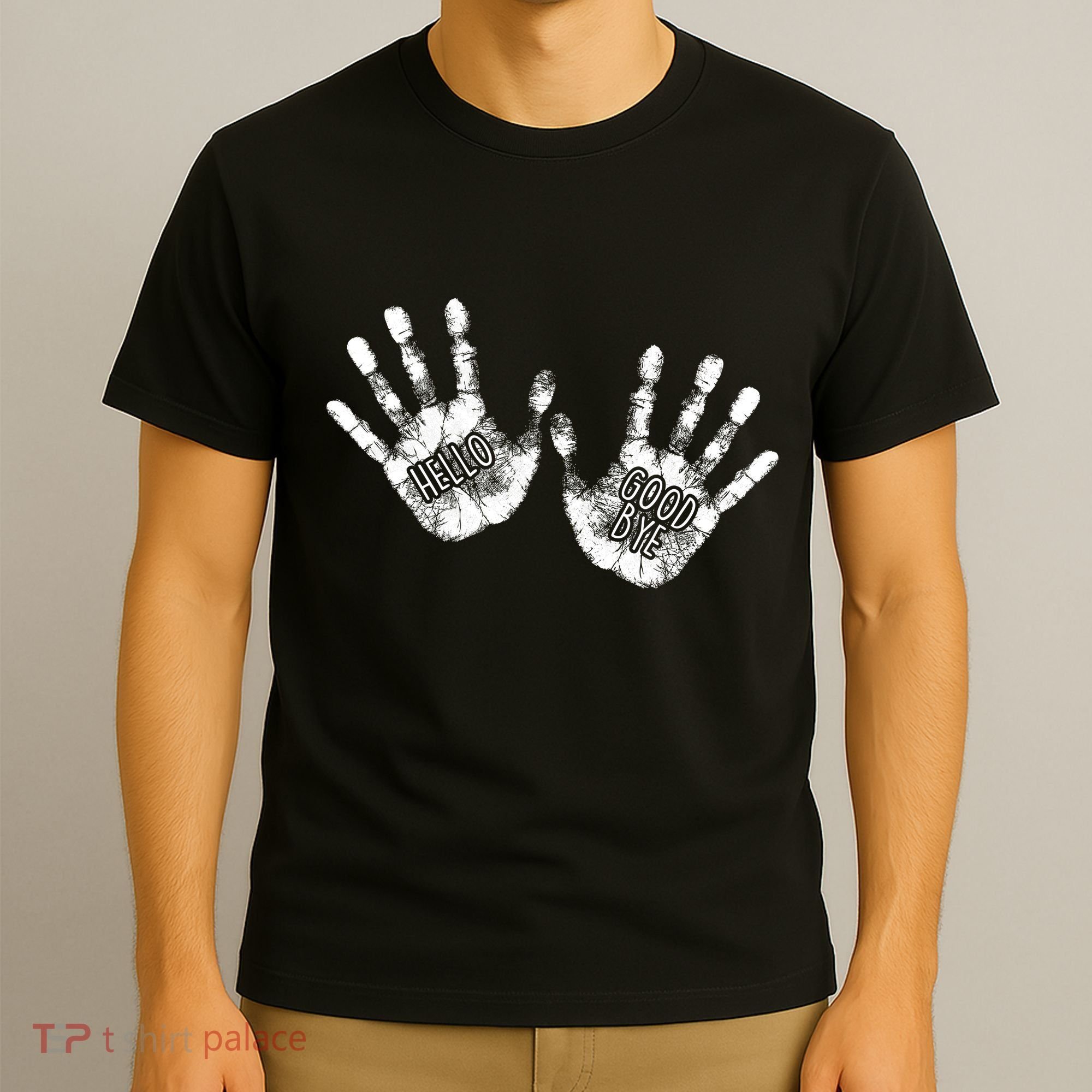 Hello Good Bye Paint Hand Prints T-Shirt