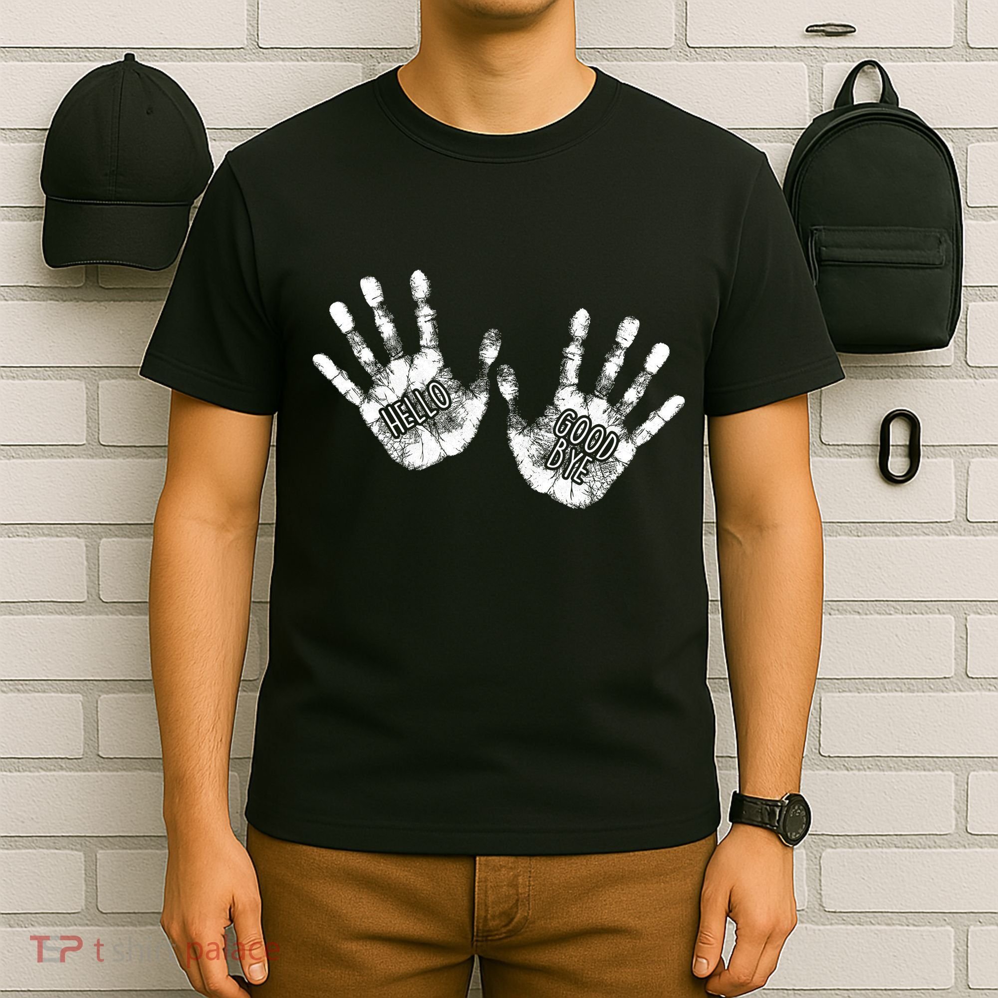 Hello Good Bye Paint Hand Prints T-Shirt