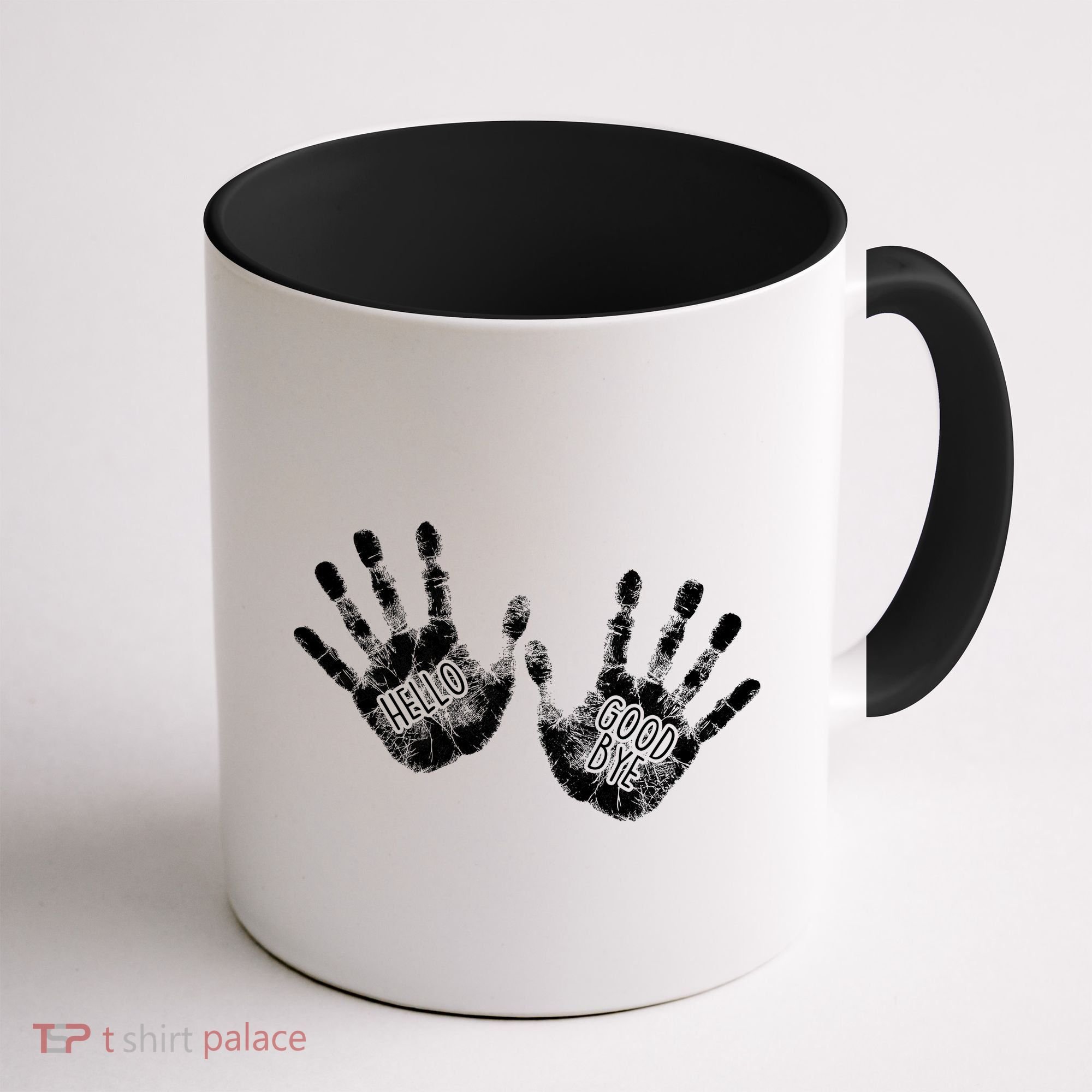 Hello Good Bye Paint Hand Prints Coffee Mug