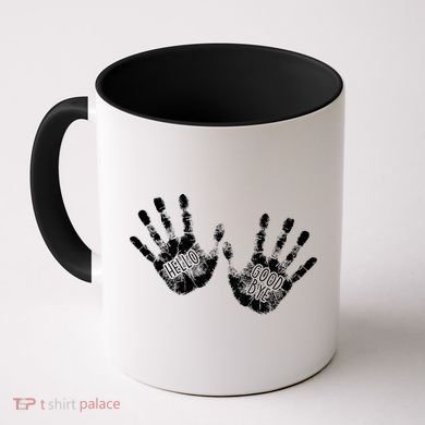 Hello Good Bye Paint Hand Prints Coffee Mug
