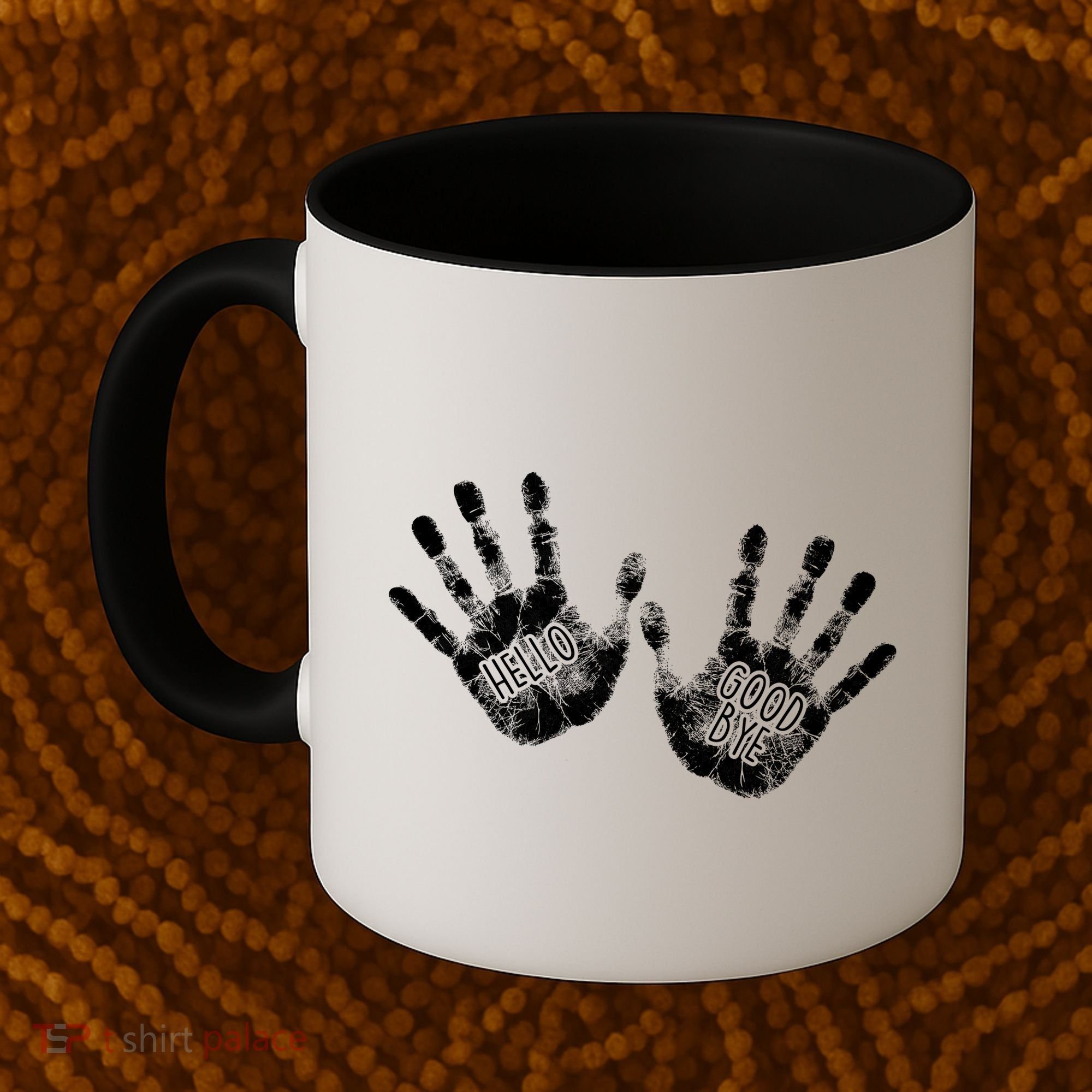 Hello Good Bye Paint Hand Prints Coffee Mug