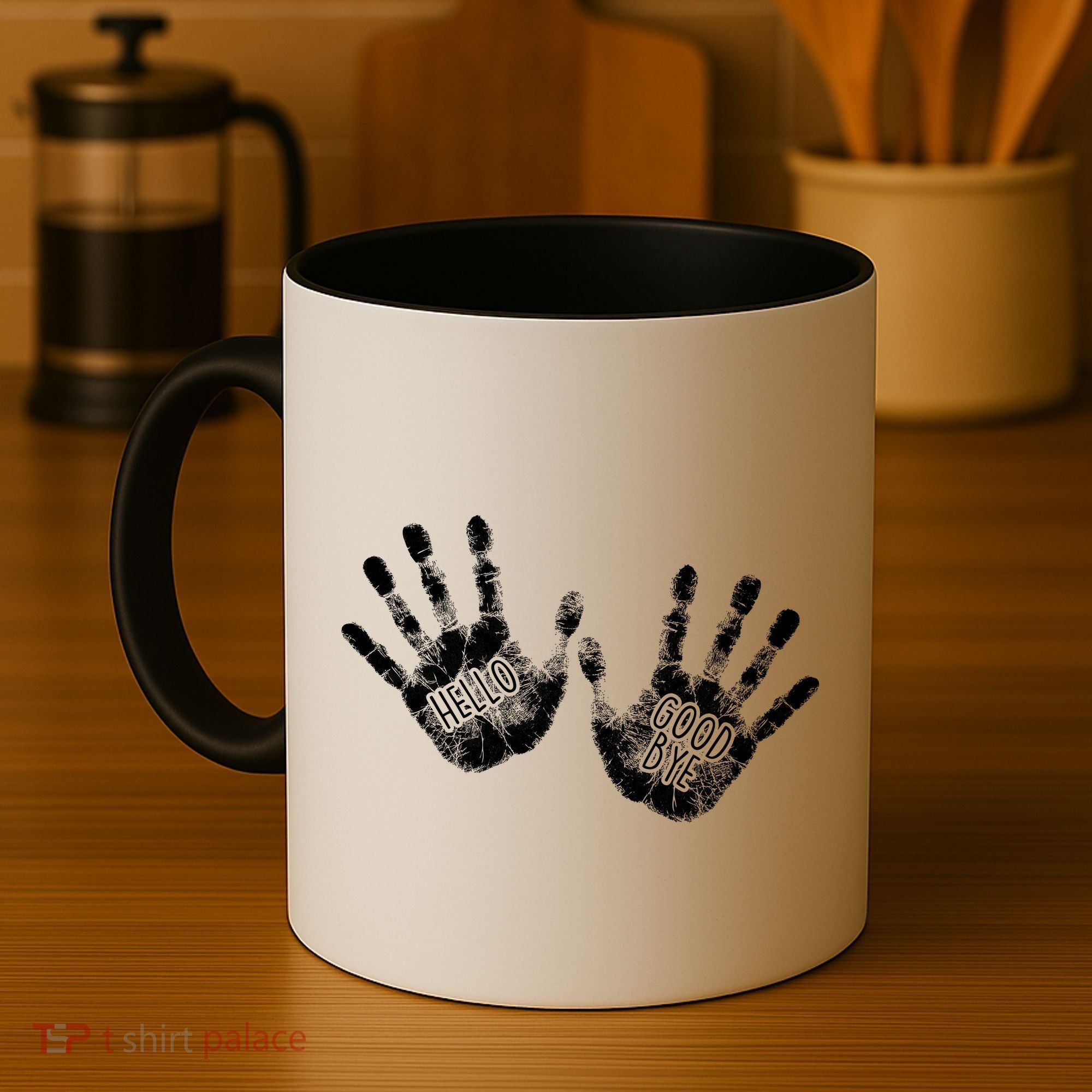 Hello Good Bye Paint Hand Prints Coffee Mug