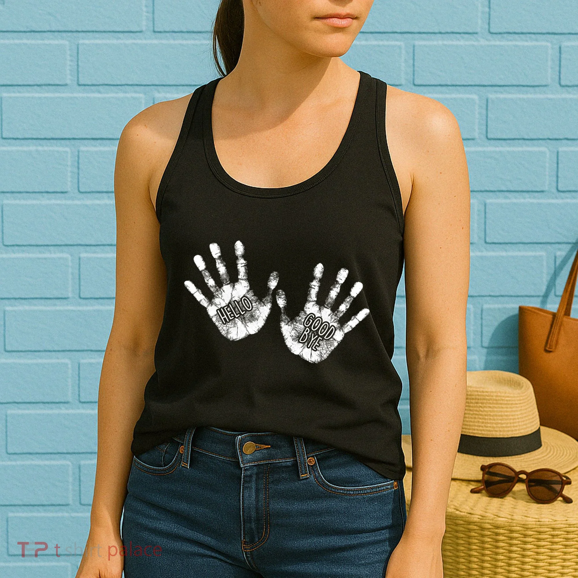 Hello Good Bye Paint Hand Prints Women's Tank Top