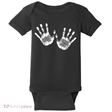 Hello Good Bye Paint Hand Prints Baby Bodysuit