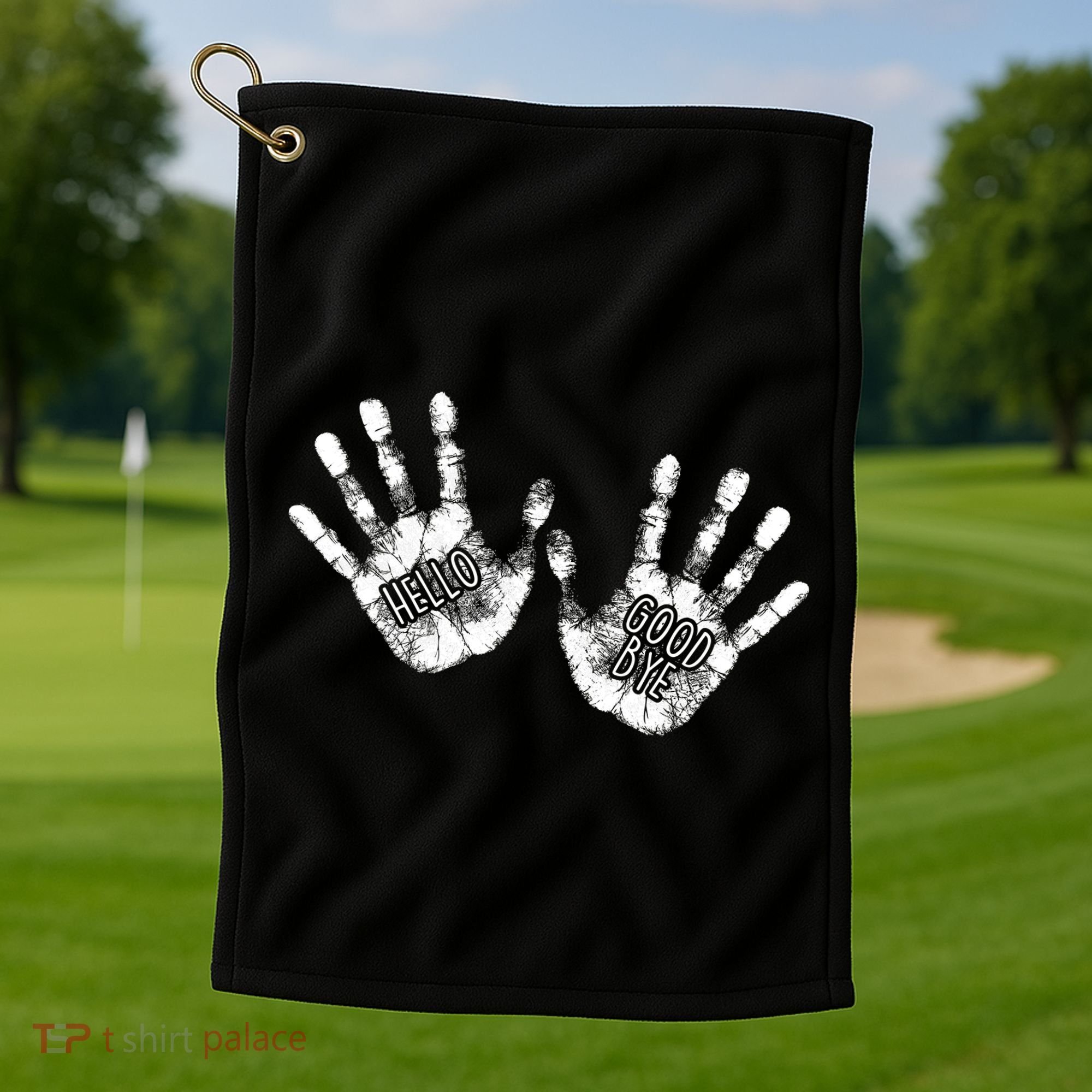 Hello Good Bye Paint Hand Prints Golf Towel