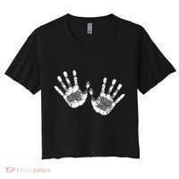 Hello Good Bye Paint Hand Prints Women's Crop Top Tee thumb 0