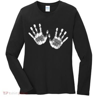 Hello Good Bye Paint Hand Prints Women's Long Sleeve Shirt