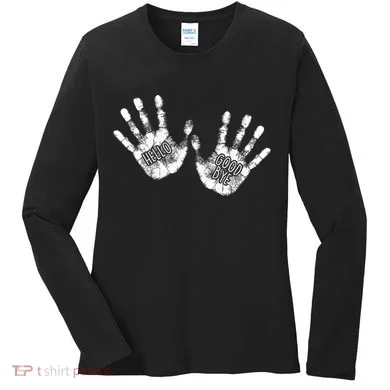 Hello Good Bye Paint Hand Prints Women's Long Sleeve Shirt