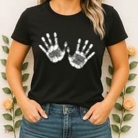 Hello Good Bye Paint Hand Prints Women's T-Shirt thumb 2