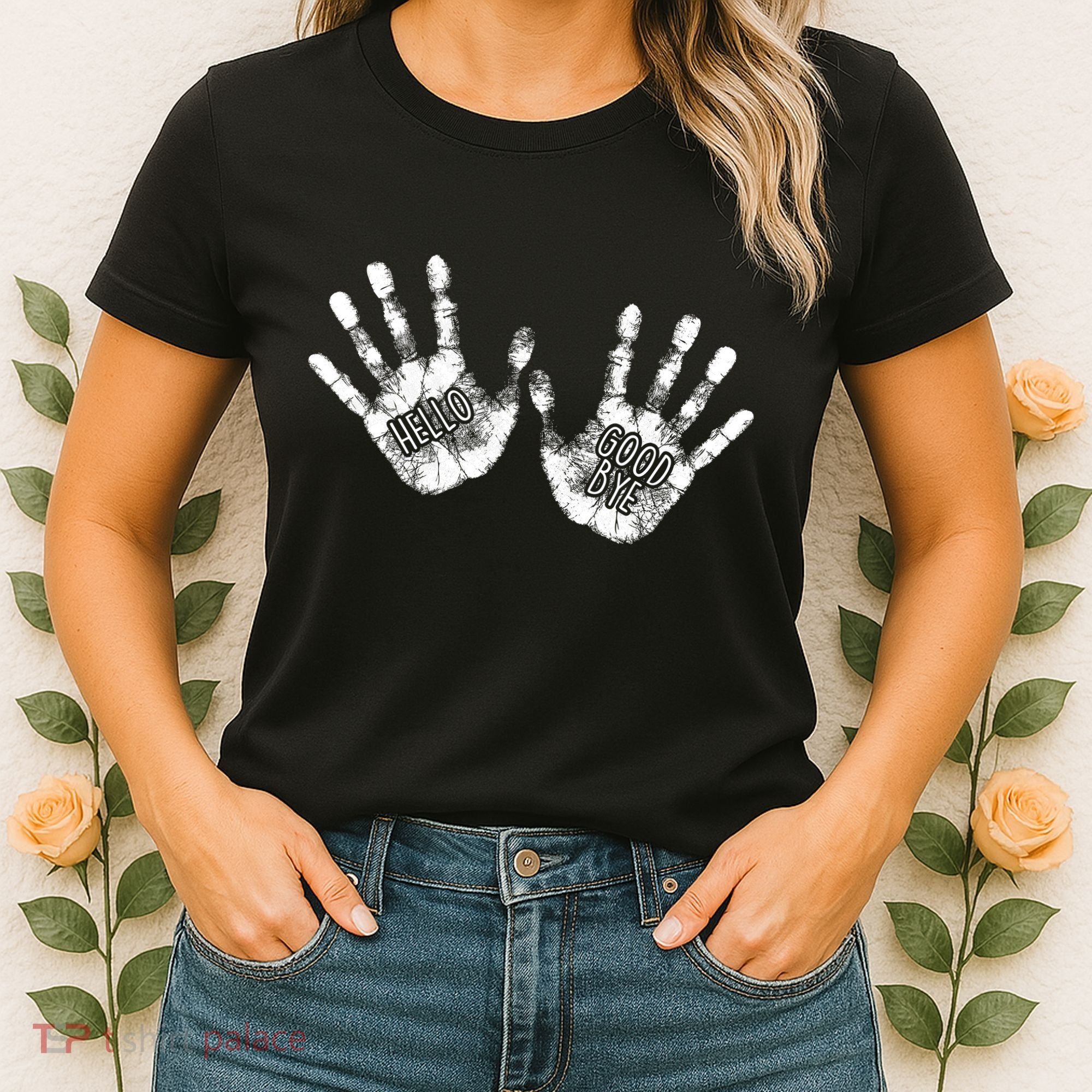 Hello Good Bye Paint Hand Prints Women's T-Shirt