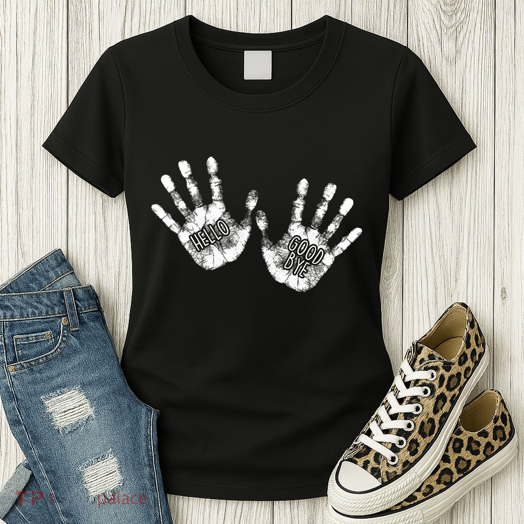 Hello Good Bye Paint Hand Prints Women's T-Shirt