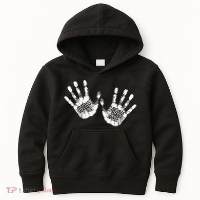 Hello Good Bye Paint Hand Prints Kids Hoodie
