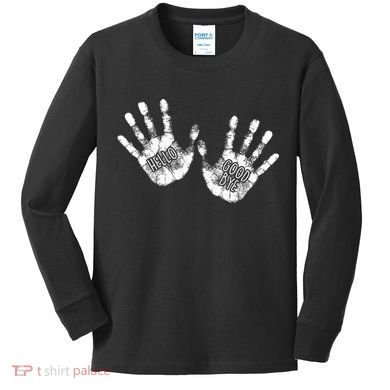 Hello Good Bye Paint Hand Prints Kids Long Sleeve Shirt