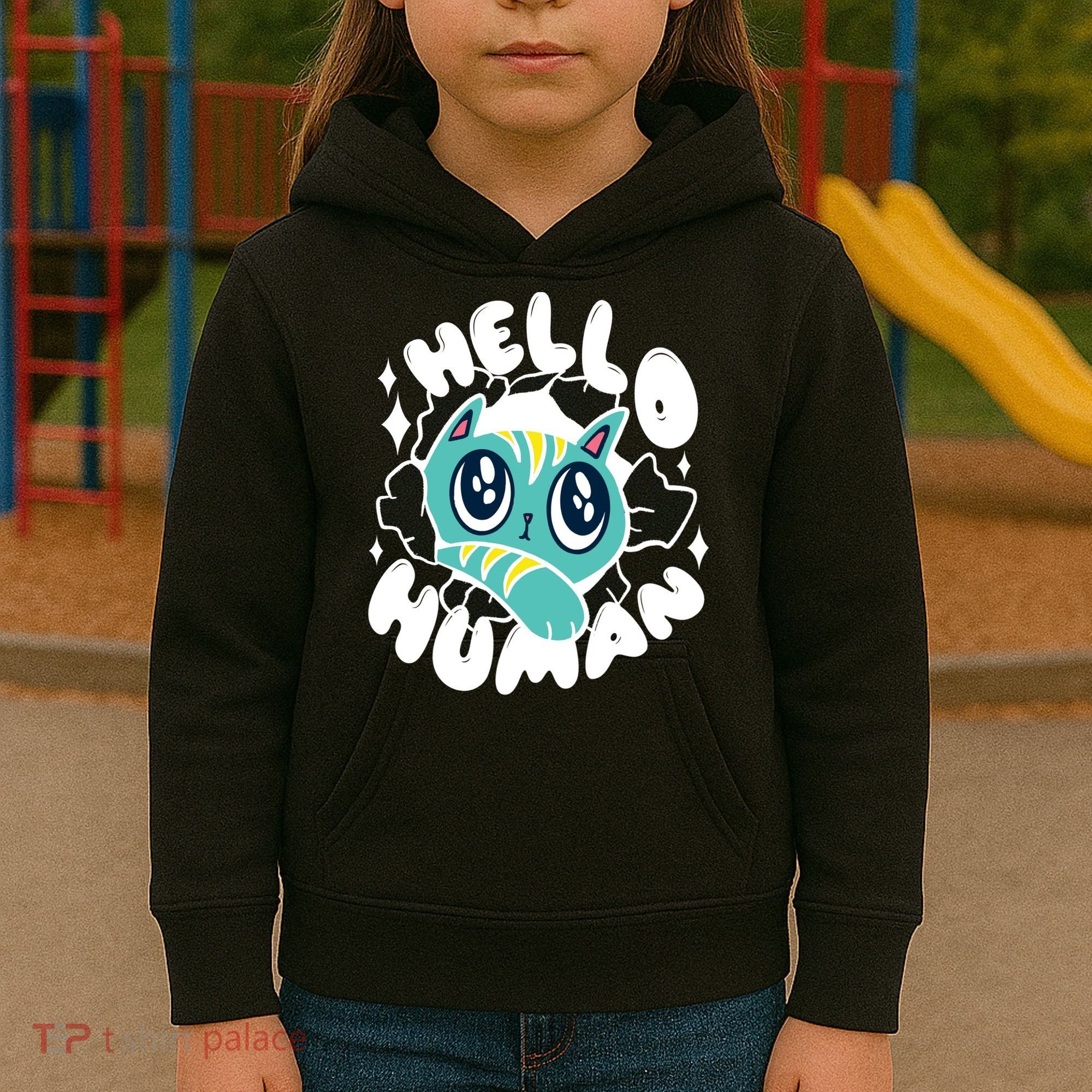 Hello Human Cat Kids Hoodie