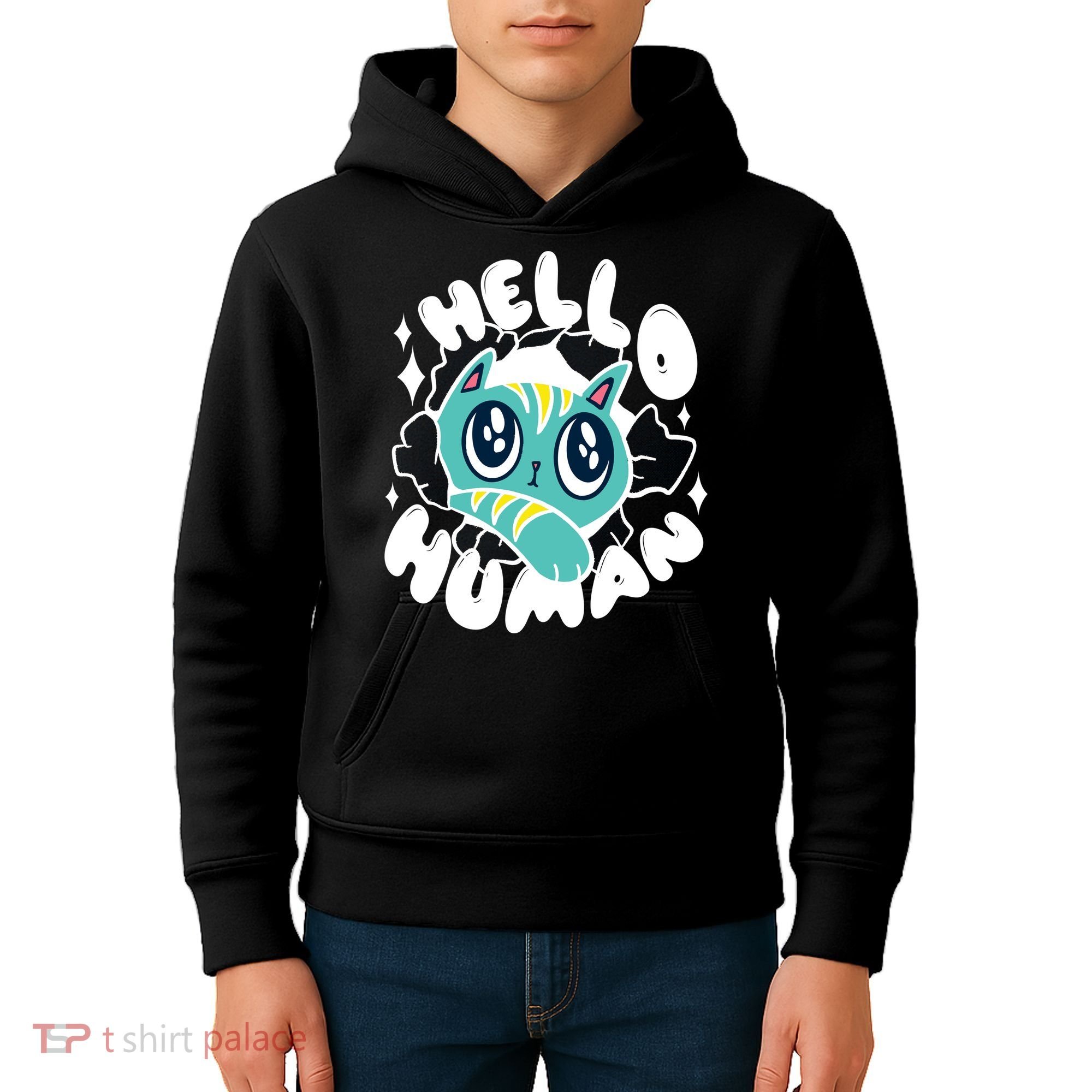Hello Human Cat Kids Hoodie