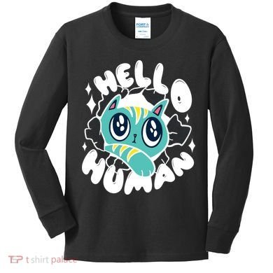 Hello Human Cat Kids Long Sleeve Shirt