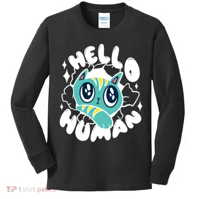 Hello Human Cat Kids Long Sleeve Shirt