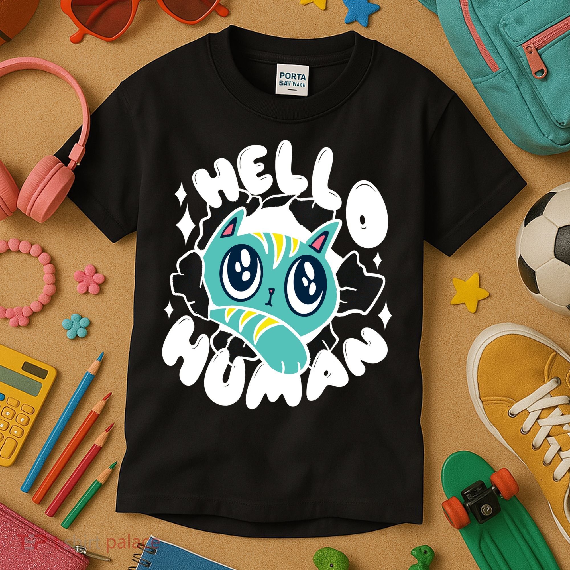 Hello Human Cat Kids T-Shirt