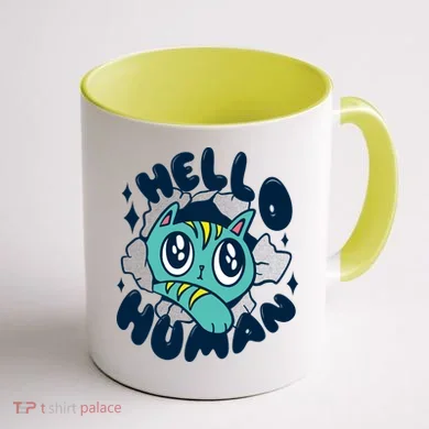 Hello Human Cat Coffee Mug back