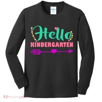 Hello Kindergarten Arrow Kids Long Sleeve Shirt