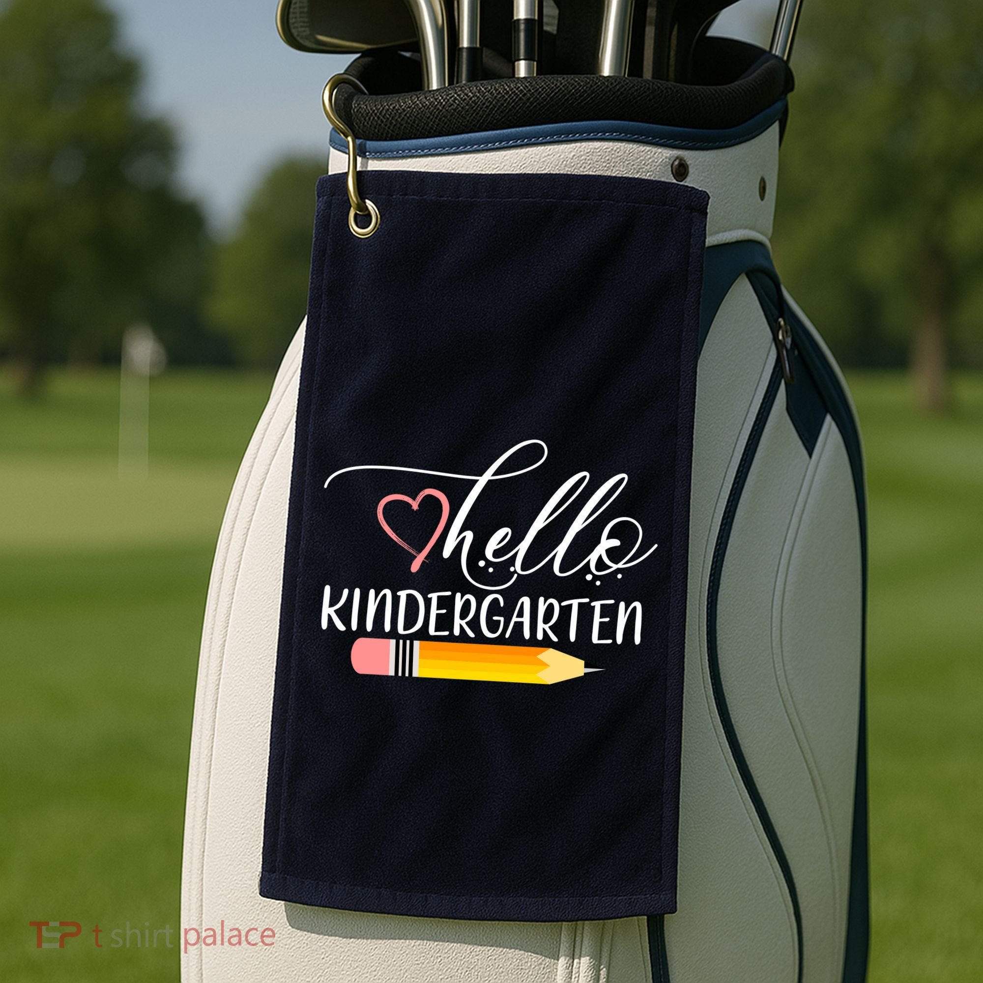 Hello Kindergarten Cute Pencil Golf Towel