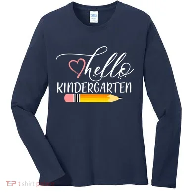Hello Kindergarten Cute Pencil Women's Long Sleeve Shirt