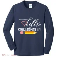 Hello Kindergarten Cute Pencil Kids Long Sleeve Shirt thumb 0