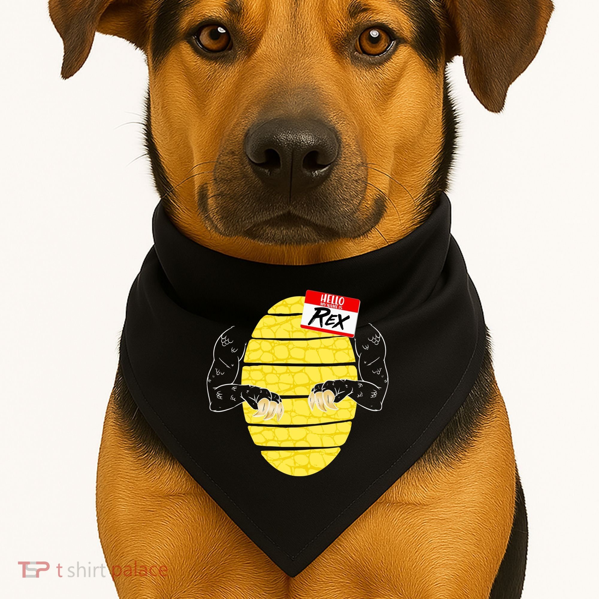 Hello My Name is Rex T-Rex Halloween USA-Made Doggie Bandana