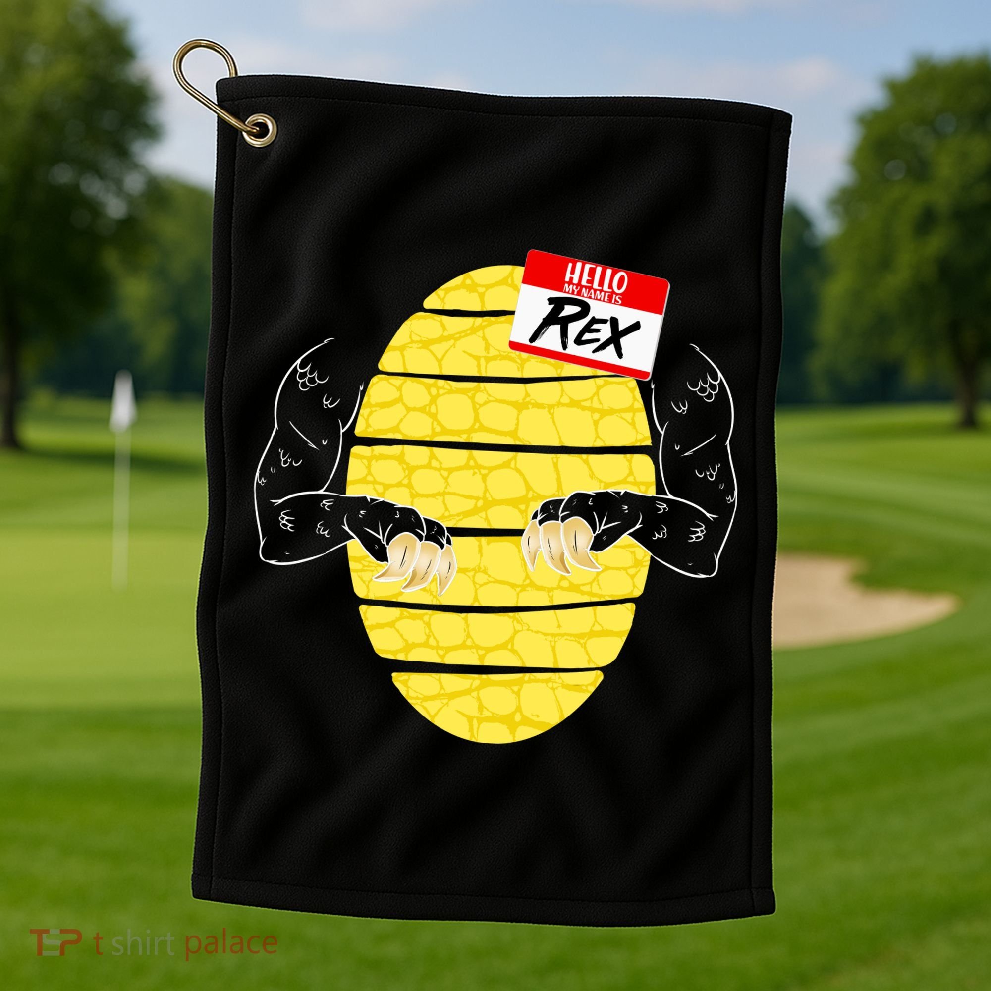 Hello My Name is Rex T-Rex Halloween Golf Towel