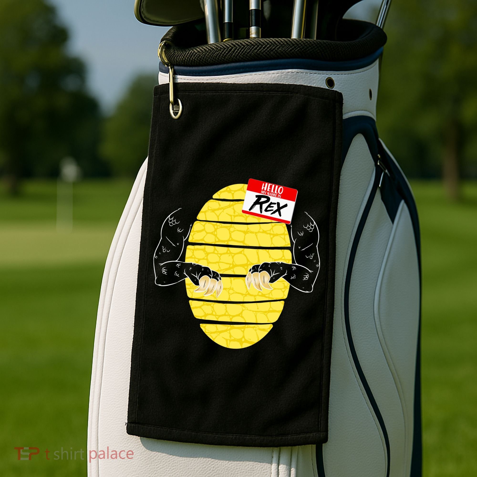 Hello My Name is Rex T-Rex Halloween Golf Towel