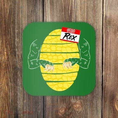 Hello My Name is Rex T-Rex Halloween Coaster