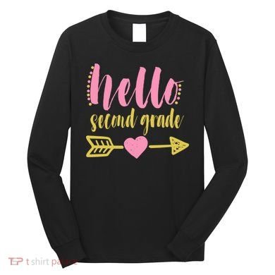 Hello Second Grade Cute Elementary School Long Sleeve Shirt