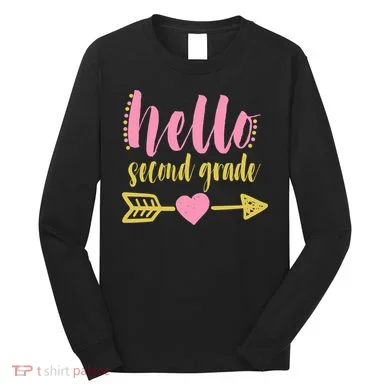 Hello Second Grade Cute Elementary School Long Sleeve Shirt