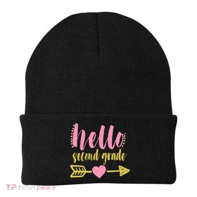 Hello Second Grade Cute Elementary School Beanie