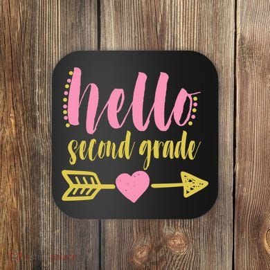 Hello Second Grade Cute Elementary School Coaster