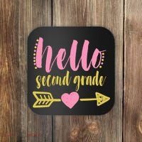 Hello Second Grade Cute Elementary School Coaster thumb 0