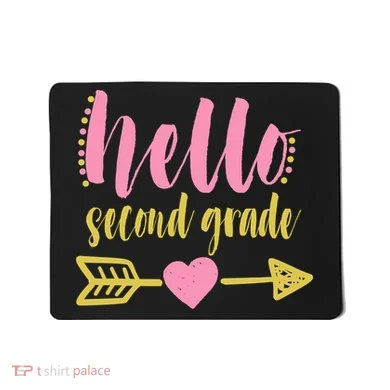 Hello Second Grade Cute Elementary School Mousepad