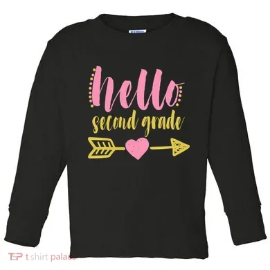 Hello Second Grade Cute Elementary School Toddler Long Sleeve